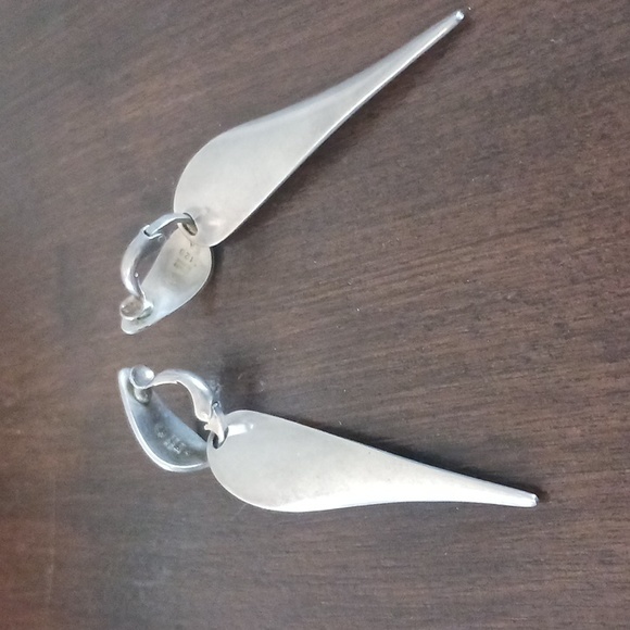 Georg Jensen, Nana Ditzel 1950s Long Drop Silver Denmark Earring leverback 128A - Picture 4 of 7